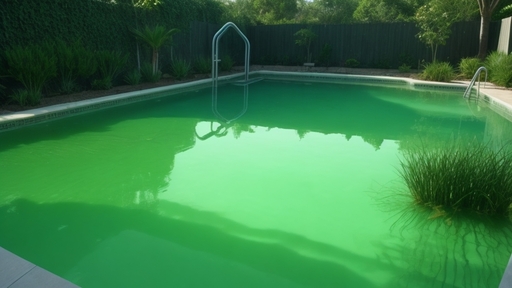 piscina suja com aguas bem verdes